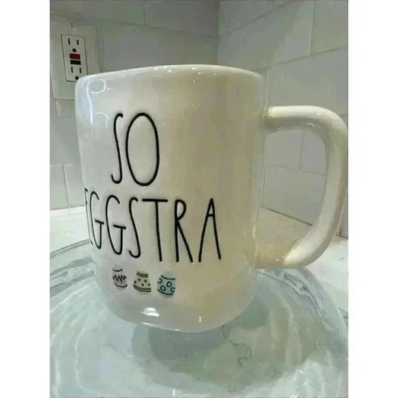 RAE DUNN Easter "SO EGGSTRA" Mug With Eggs & Yellow Interior - Picture 10 of 12